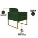 Kit 01 Namoradeira 02 Lugares e 02 Poltronas Marisa Suede Verde Base Industrial Metálica Dourado D'Rossi