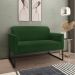 Kit 01 Namoradeira 02 Lugares e 02 Poltronas Marisa Suede Verde Base Industrial Metálica Preto D'Rossi