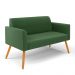 Kit 01 Namoradeira 02 Lugares e 02 Poltronas Marisa Suede Verde Pés Palito Castanho D'Rossi