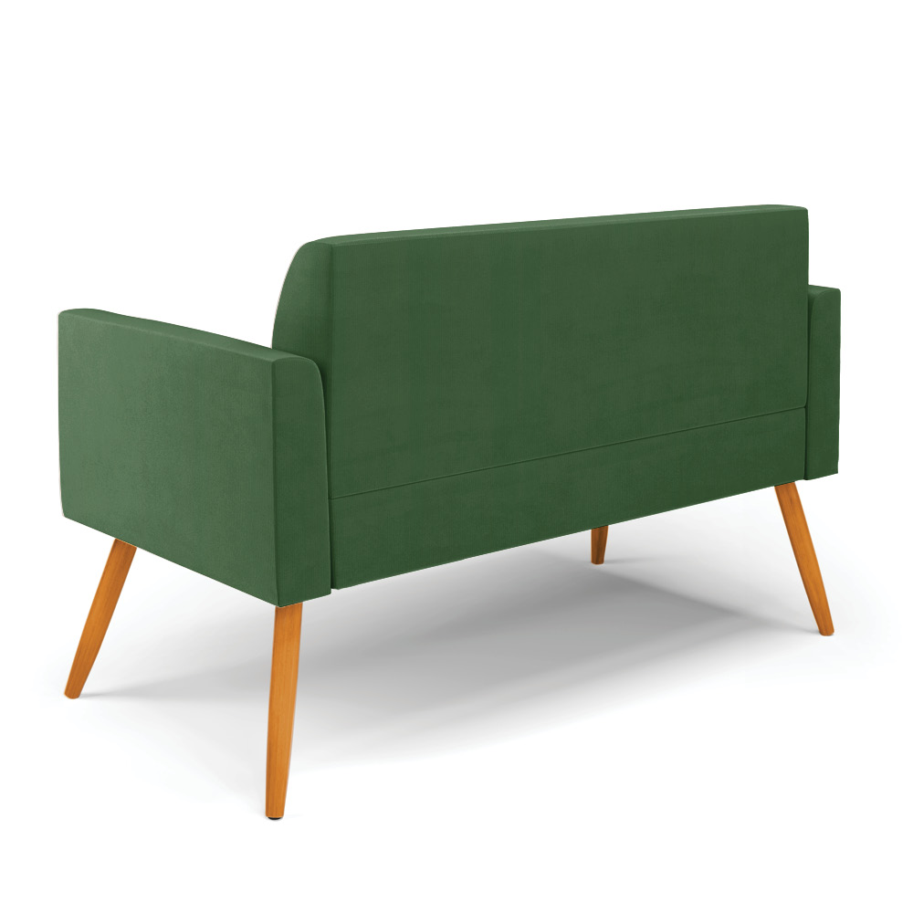 Kit 01 Namoradeira 02 Lugares e 02 Poltronas Marisa Suede Verde Pés Palito Castanho D'Rossi