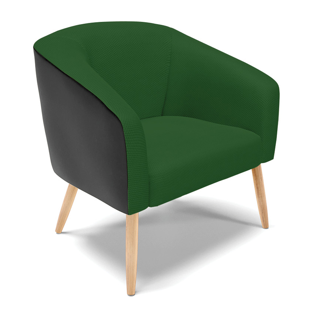 Kit 01 Namoradeira 02 Lugares e 02 Poltronas Stella Corano Preto com Veludo Luxo Verde A136 Pés Palito Natural - D'Rossi