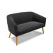 Kit 01 Namoradeira 02 Lugares e 02 Poltronas Stella Suede Preto Pés Palito Castanho D'Rossi