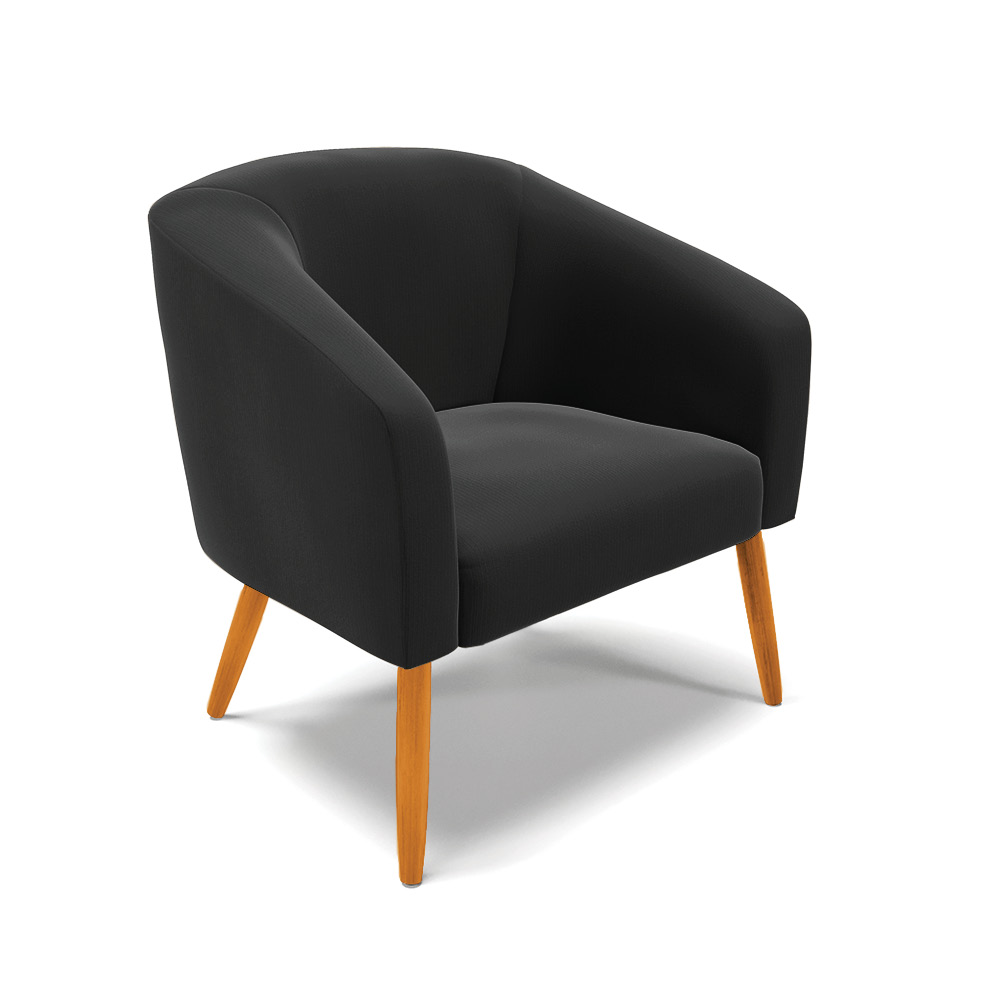 Kit 01 Namoradeira 02 Lugares e 02 Poltronas Stella Suede Preto Pés Palito Castanho D'Rossi