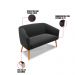 Kit 01 Namoradeira 02 Lugares e 02 Poltronas Stella Suede Preto Pés Palito Castanho D'Rossi