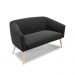 Kit 01 Namoradeira 02 Lugares e 02 Poltronas Stella Suede Preto Pés Palito Natural - D'Rossi