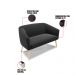 Kit 01 Namoradeira 02 Lugares e 02 Poltronas Stella Suede Preto Pés Palito Natural - D'Rossi