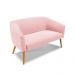Kit 01 Namoradeira 02 Lugares e 02 Poltronas Stella Suede Rosa Bebê Pés Palito Castanho D'Rossi