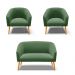 Kit 01 Namoradeira 02 Lugares e 02 Poltronas Stella Suede Verde Pés Palito Castanho D'Rossi