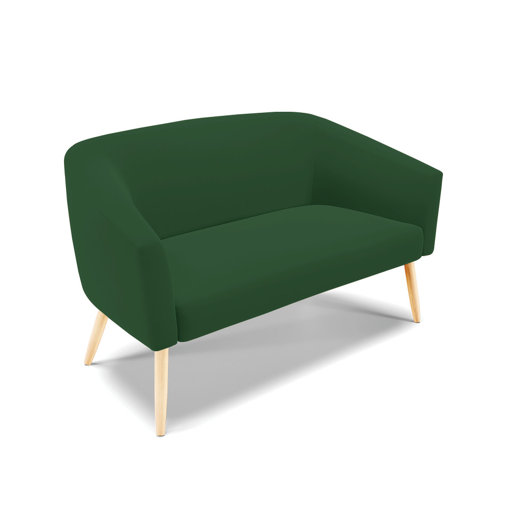 Kit 01 Namoradeira 02 Lugares e 02 Poltronas Stella Veludo Verde Pés Palito Natural - D'Rossi