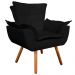 Kit 01 Namoradeira 02 Poltronas Opala Suede Preto Pés Palito Castanho D'Rossi