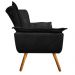 Kit 01 Namoradeira 02 Poltronas Opala Suede Preto Pés Palito Castanho D'Rossi