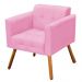 Kit 01 Namoradeira e 01 Poltrona Elisa Suede Rosa Bebê Pés Palito Castanho D'Rossi