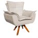 Kit 01 Namoradeira e 01 Poltrona Giratória Opala Suede Base Madeira MM30 D'Rossi
