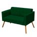Kit 01 Namoradeira e 02 Poltronas Elisa Suede Verde Pés Palito Castanho D'Rossi