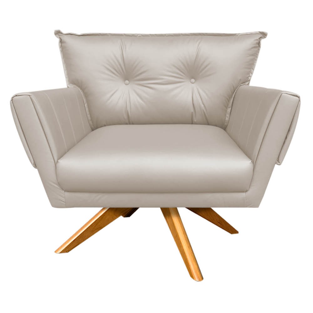 Kit 01 Namoradeira e 02 Poltronas Giratória Anitta Corino Base Madeira MA30 D'Rossi