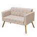 Kit 01 Namoradeira e 02 Poltronas Giratória Elisa Suede Base Madeira MM30 D'Rossi