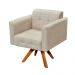 Kit 01 Namoradeira e 02 Poltronas Giratória Elisa Suede Base Madeira MM30 D'Rossi