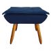 Kit 01 Poltrona Opala com 01 Puff Opala Suede Azul Marinho Pés Palito Castanho D'Rossi