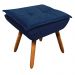 Kit 01 Poltrona Opala com 01 Puff Opala Suede Azul Marinho Pés Palito Castanho D'Rossi