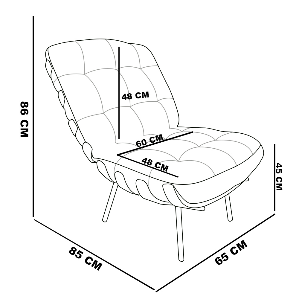 Kit 01 Poltrona e 01 Puff Costela Linho Whiski Rose A106 Base de Metal - D'Rossi