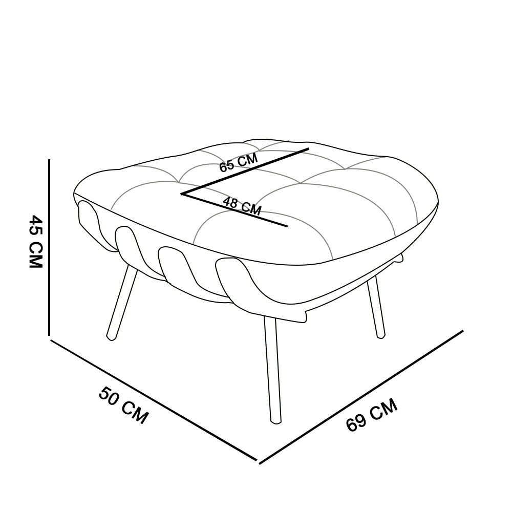 Kit 01 Poltrona e 01 Puff Costela Linho Whiski Rose A106 Base de Metal - D'Rossi