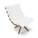 Kit 01 Poltrona e 01 Puff Giratório Costela Corano Branco Base Madeira MA30 - D'Rossi