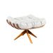 Kit 01 Poltrona e 01 Puff Giratório Costela Couro Branco Base Madeira MA25 - D'Rossi