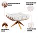Kit 01 Poltrona e 01 Puff Giratório Costela Couro Branco Base Madeira MA25 - D'Rossi