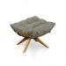 Kit 01 Poltrona e 01 Puff Giratório Costela Suede Marrom Rato Base Madeira MA25 D'Rossi