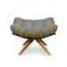 Kit 01 Poltrona e 01 Puff Giratório Costela Suede Marrom Rato Base Madeira MA25 D'Rossi
