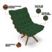 Kit 01 Poltrona e 01 Puff Giratório Costela Veludo Verde Base Madeira MA25 - D'Rossi