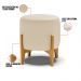 Kit 01 Poltrona e 01 Puff Stella Corino Base Madeira Castanho - D'Rossi