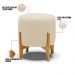 Kit 01 Poltrona e 01 Puff Stella Linho Base Madeira Castanho - D'Rossi