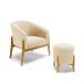 Kit 01 Poltrona e 01 Puff Stella Suede Base Madeira Castanho - D'Rossi
