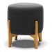 Kit 01 Poltrona e 01 Puff Stella Suede Preto Base Madeira Castanho - D'Rossi