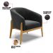 Kit 01 Poltrona e 01 Puff Stella Suede Preto Base Madeira Castanho - D'Rossi