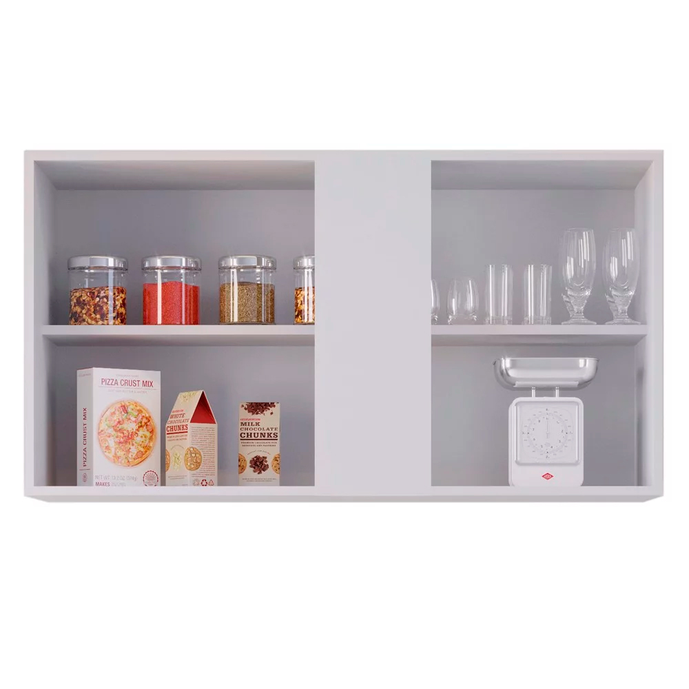 Kit 02 Armários Aéreo de Cozinha Lavanderia 02 Portas Agata Branco 100 cm - D'Rossi