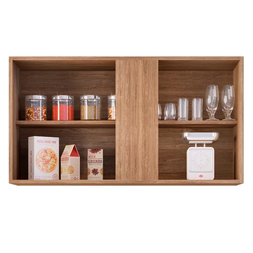 Kit 02 Armários Aéreo de Cozinha Lavanderia 02 Portas Agata Castanho e Cinza 100 cm - D'Rossi