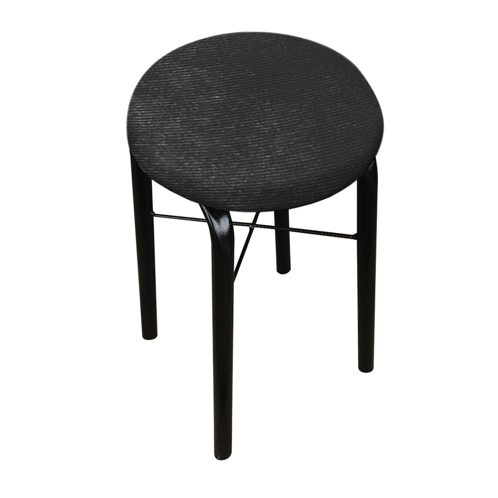 Kit 02 Banquetas Baixa Manu Suede Preto D'Rossi