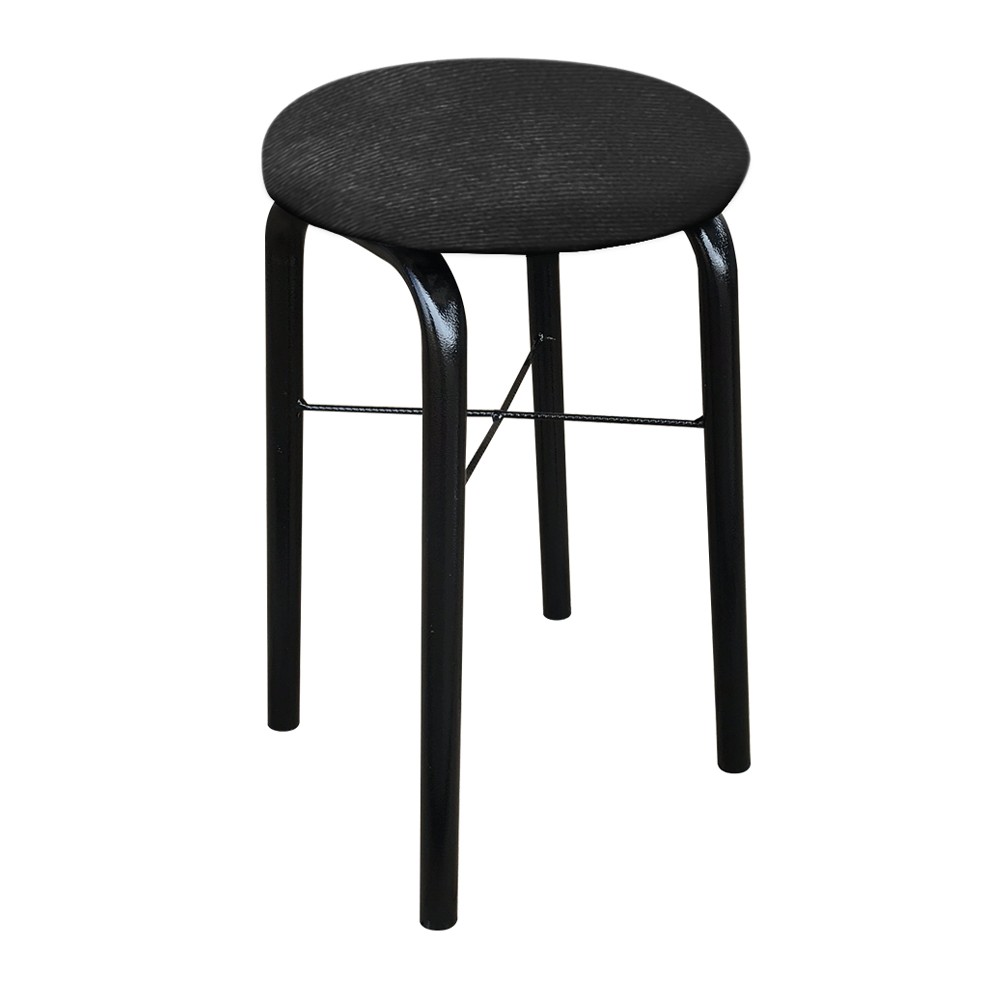 Kit 02 Banquetas Baixa Manu Suede Preto D'Rossi