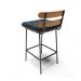 Kit 02 Banquetas Costela Suede Azul Marinho Base Metálica Preto - D'Rossi