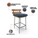 Kit 02 Banquetas Costela Suede Azul Marinho Base Metálica Preto - D'Rossi