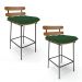 Kit 02 Banquetas Costela Veludo Verde Base Metálica Preto - D'Rossi