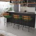 Kit 02 Banquetas Costela Veludo Verde Base Metálica Preto - D'Rossi