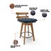 Kit 02 Banquetas Giratória Costela Suede Azul Marinho Base Madeira MA70 - D'Rossi