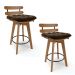 Kit 02 Banquetas Giratória Costela Suede Marrom Base Madeira MA70 - D'Rossi
