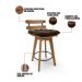 Kit 02 Banquetas Giratória Costela Suede Marrom Base Madeira MA70 - D'Rossi