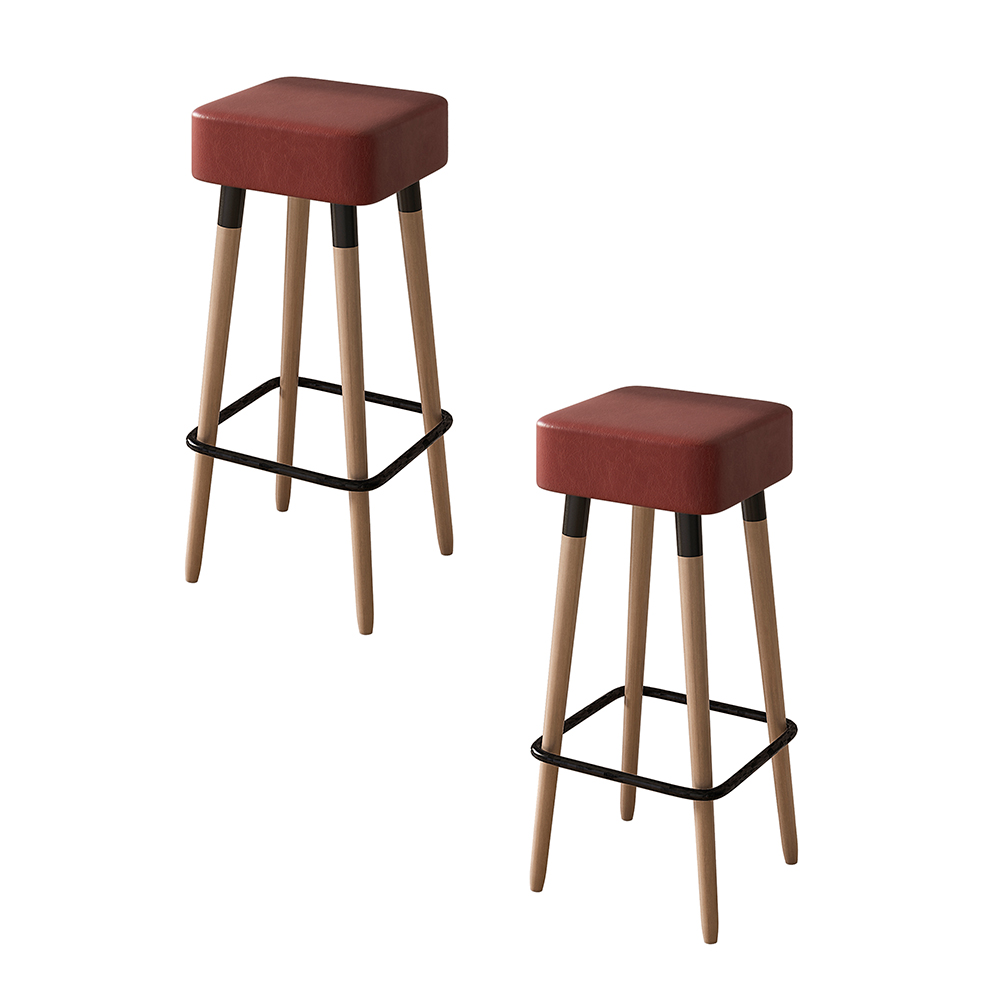 Kit 02 Banquetas Quadradas Milão Corano Telha - D'Rossi
