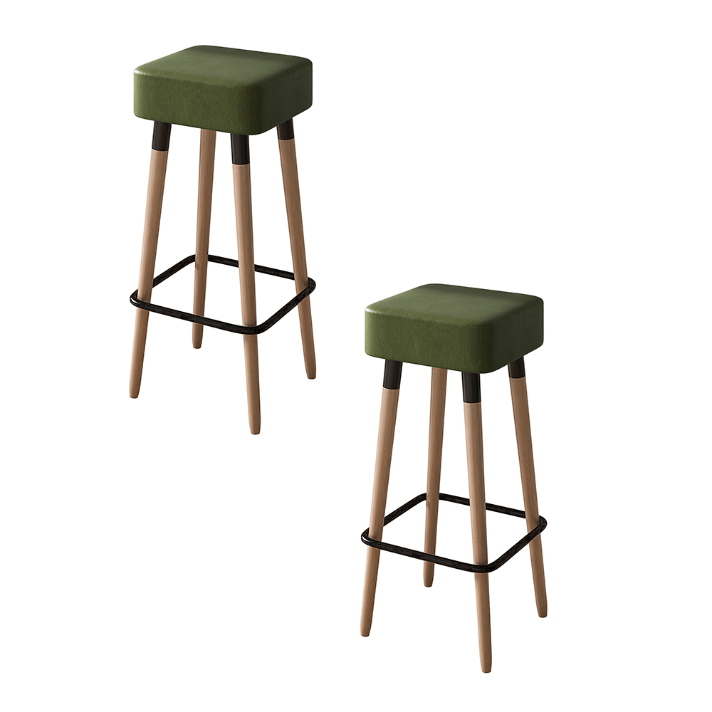 Kit 02 Banquetas Quadradas Milão Corano Verde - D'Rossi