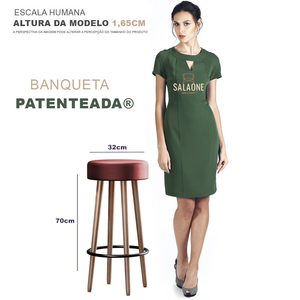 Kit 02 Banquetas Redondas Líbia Corano Telha - D'Rossi